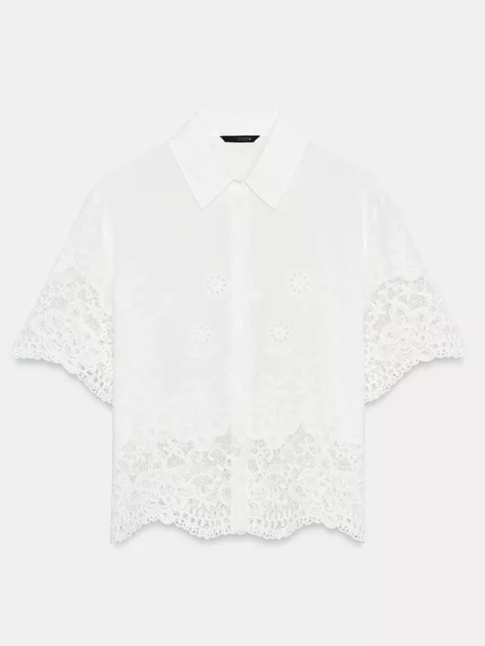 ZARA EMBROIDERED EYELET SHIRT - Picture 9 of 13